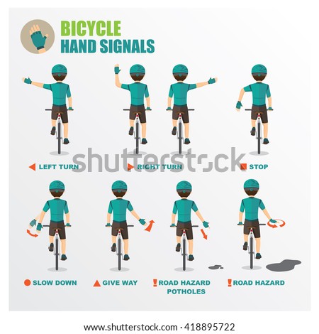 how to signal your intentions when cycling bicycle Cartoon vector