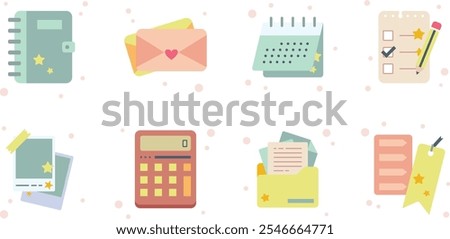 Colourful Editable Multiple Icon Vector for Cute Journaling Study and Working