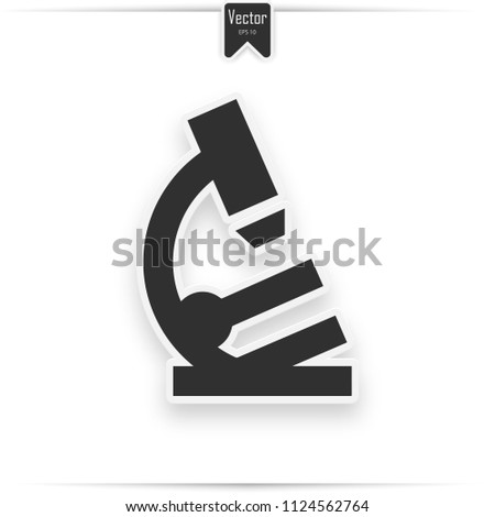 Gray microscope icon on a white background - vector illustration. icon with shadow