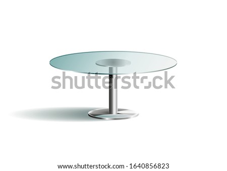 Modern glass table round on a white background