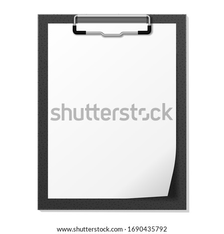 Vector image of the black tablet with paper