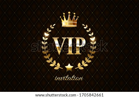 VIP abstract quilted background, diamonds and golden letters with crown.