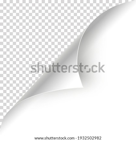 Page curl blank. Realistic paper corner. Two place for image or text. Sheet of paper with page curl. Vector element for advertising and promotional. Corner sticker.