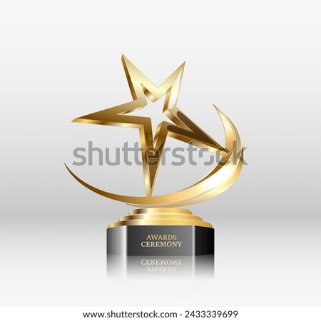 Realistic Golden Star Trophy Award in Vector