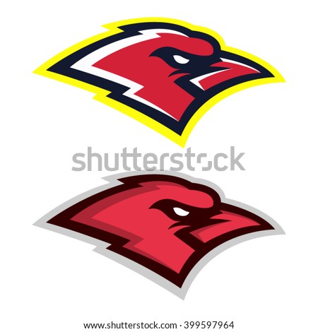 Sport logo set of two bird angry faces. In vector