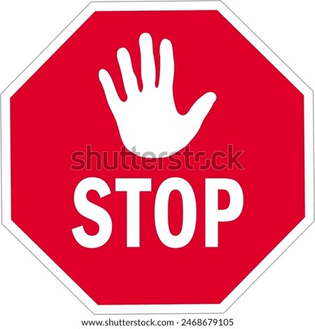 Traffic sign stop. Vector illustration on red background 