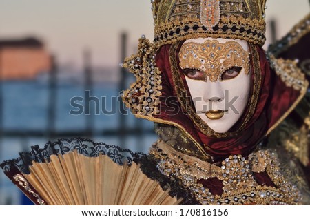 VENICE-FEBRUARY 25 : Posing mask in St.Mark's Square on February 25 , 2011 in Venice , Italy