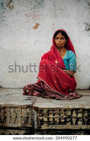 UDAIPUR - MARCH 25 : women posing in the street on March 25 , 2014 in Udaipur,India