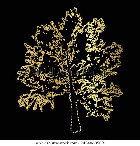 Multipurpose luxury golden color wild forest seasonal trees outline dot icons logo design template. Vector illustration with black background.