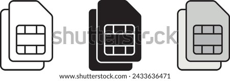 Sim card Icon, Symbol in lined, isolated and colored style. Vector Illustration