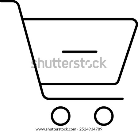 Shopping cart with minus icon, symbol. Editable Stroke. Vector Illustration