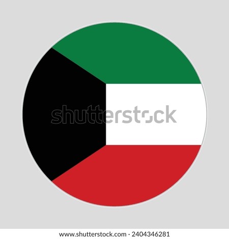 Kuwait flag vector icon design. Kuwait circle flag. Round of Kuwait flag.