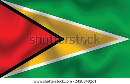 Flat Illustration of Guyana flag. Guyana nation flag design. Guyana wave flag.