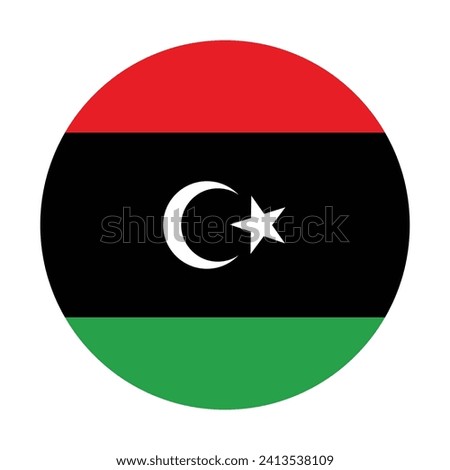 Libya national flag vector icon design. Libya circle flag. Round of Libya flag
