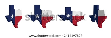 Flat Illustration of Texas state flag. Texas state flag with map.
