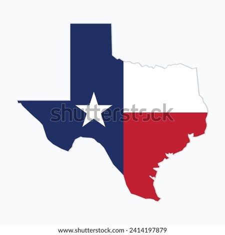 Flat Illustration of Texas state flag. Texas state flag with map.
