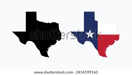 Flat Illustration of Texas state flag. Texas flag with map.
