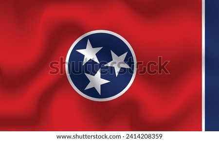 Flat Illustration of Tennessee flag. Tennessee flag design. Tennessee wave flag.
