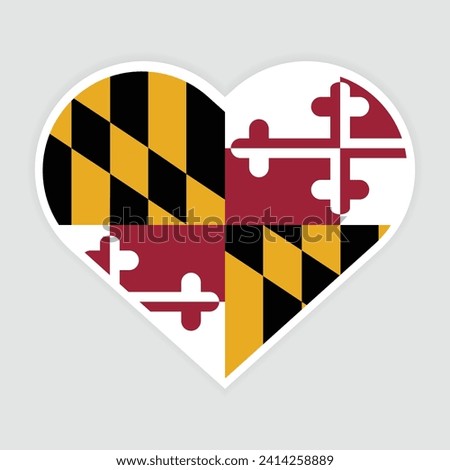 Maryland State flag vector icon design. Maryland state flag in Heart shape. Vector Maryland flag in Heart.
