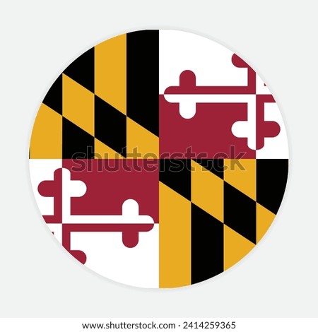 Maryland State flag vector icon design. Maryland State Circle flag. Round of Maryland flag. 
