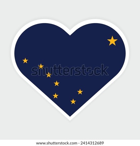 Alaska state flag vector icon design. Alaska state flag in Heart shape. Vector Alaska flag in Heart.
