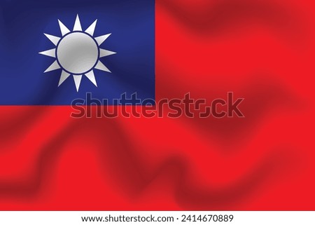 Flat Illustration of Taiwan national flag. Taiwan flag design. Taiwan waves flag.
