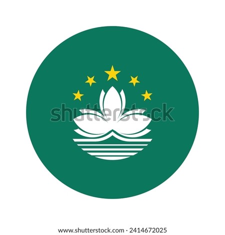 Macau national flag vector icon design. Macau circle flag. Round of Macau flag.
