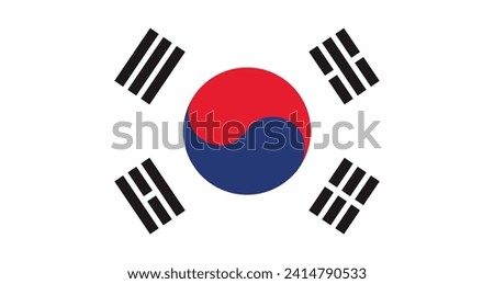 Flat Illustration of South Korea national flag. South Korea flag design.