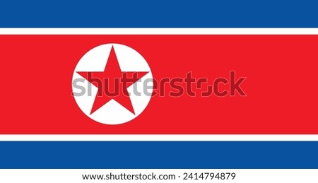 Flat Illustration of North Korea national flag. North Korea flag design. 