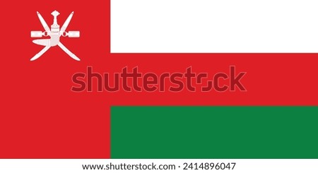 Flat Illustration of the Oman national flag. Oman national flag design.
