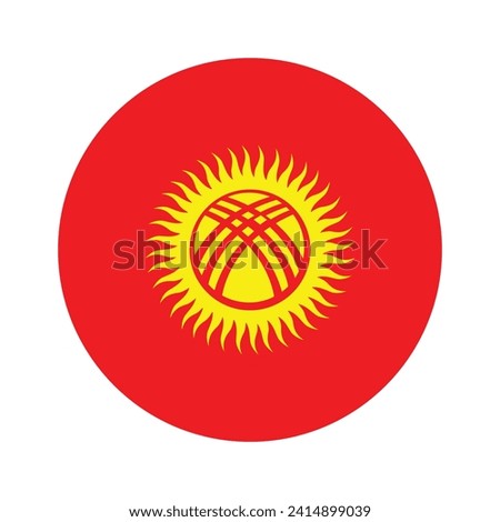 Kyrgyzstan national flag vector icon design. Kyrgyzstan circle flag. Round of Kyrgyzstan flag.
