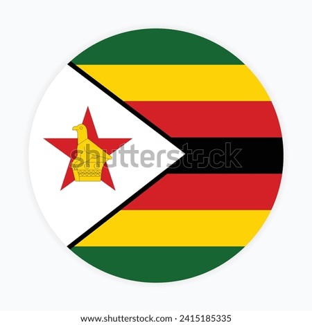 Zimbabwe national flag vector icon design. Zimbabwe circle flag. Round of Zimbabwe flag.
