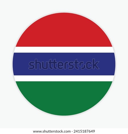 Gambia national flag vector icon design. Gambia circle flag. Round of Gambia flag.
