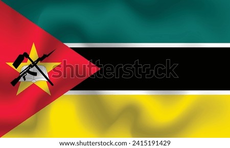 Flat Illustration of Mozambique national flag. Mozambique flag design. Mozambique Wave flag.
