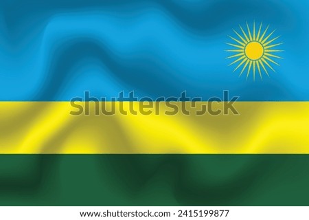 Flat Illustration of Rwanda national flag. Rwanda flag design. Rwanda Wave flag.
