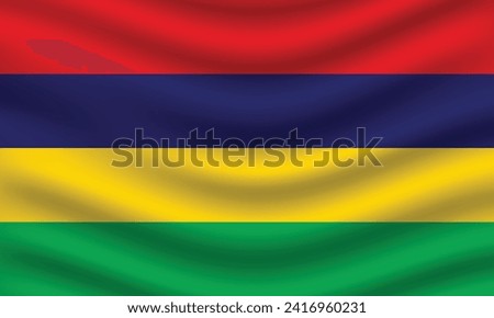 Flat Illustration of Mauritius flag. Mauritius national flag design. Mauritius Wave flag.
