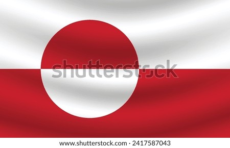 Flat Illustration of Greenland flag. Greenland national flag design. Greenland Wave flag. 
