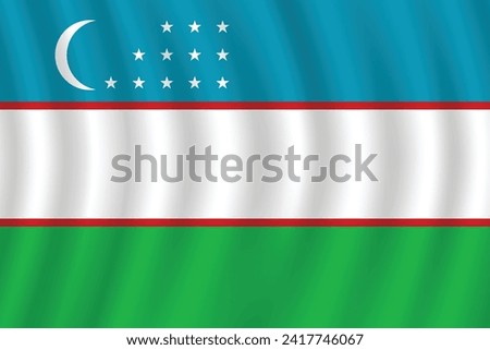 Flat Illustration of Uzbekistan flag. Uzbekistan national flag design. Uzbekistan wave flag. 
