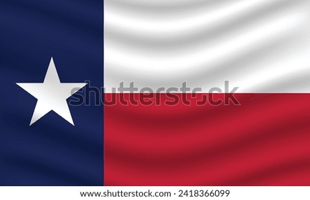 Flat Illustration of Texas state flag. Texas flag design. Texas wave flag.

