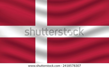 Flat Illustration of Denmark flag. Denmark national flag design. Denmark Wave flag.
