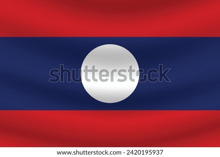Flat Illustration of Laos flag. Laos national flag design. Laos wave flag.

