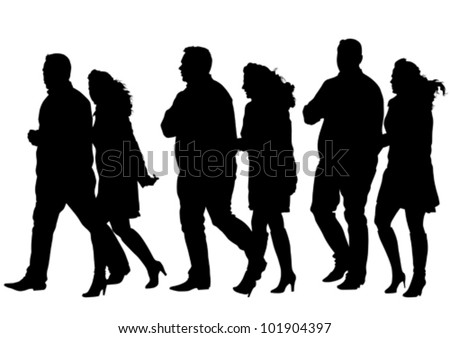 Vector Drawing Of A Man And A Woman Walking - 101904397 : Shutterstock