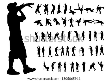 Hip-hop artists of dance on white background