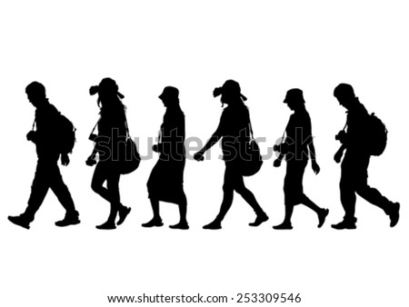 Tourists Travelers Silhouettes Free Vector | Download Free Vector Art