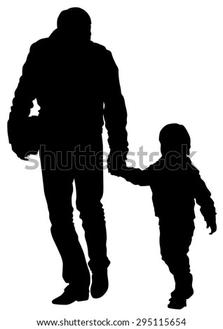 Silhouette Father And Son Out For A Walk Stock Photo 295115654 ...