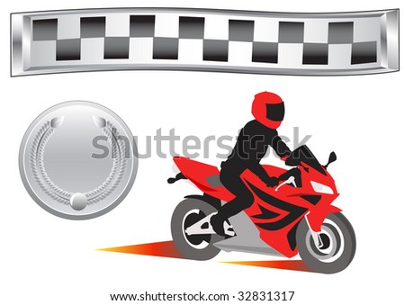 drawing sports medals and cross-speed motorcycle
