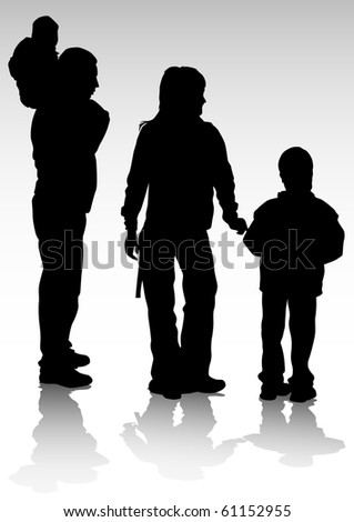 drawing parents and children. Silhouettes of people