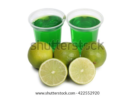 Jam in glass with yellow lemon n white background Foto stock © 