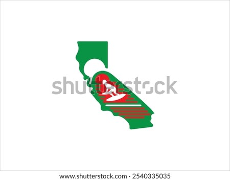 California logo design , vector , icon , illustration with flag, tree ,map and others .