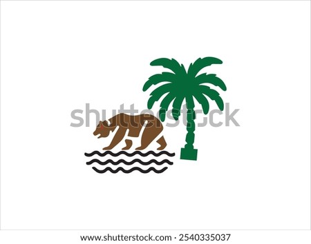 California logo design , vector , icon , illustration with flag, tree ,map and others .